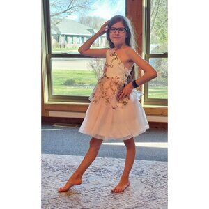 Pink Floral One Shoulder Childs Dress